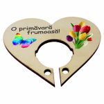 Martisor, Baza acadea, Inima, Lemn, 10x8 cm, Primavara, BBUV006 - imagine 3