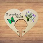 Martisor, Baza acadea, Inima, Lemn, 10x8 cm, Primavara, BBUV007 - imagine 5