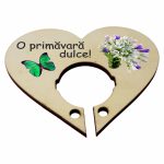 Martisor, Baza acadea, Inima, Lemn, 10x8 cm, Primavara, BBUV007 - imagine 3