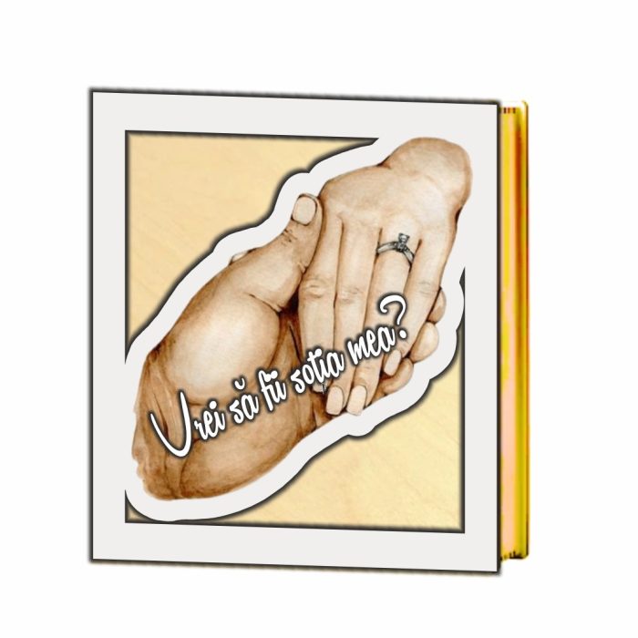 Cutii Aranjamente Licheni, Lemn, Alb, Cerere sotie, BL027 - imagine 2