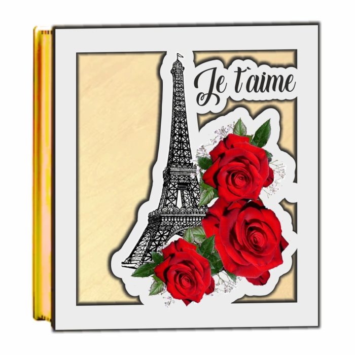 Cutii Aranjamente Licheni, Lemn, Alb, Turnul Eiffel, BL028 - imagine 1