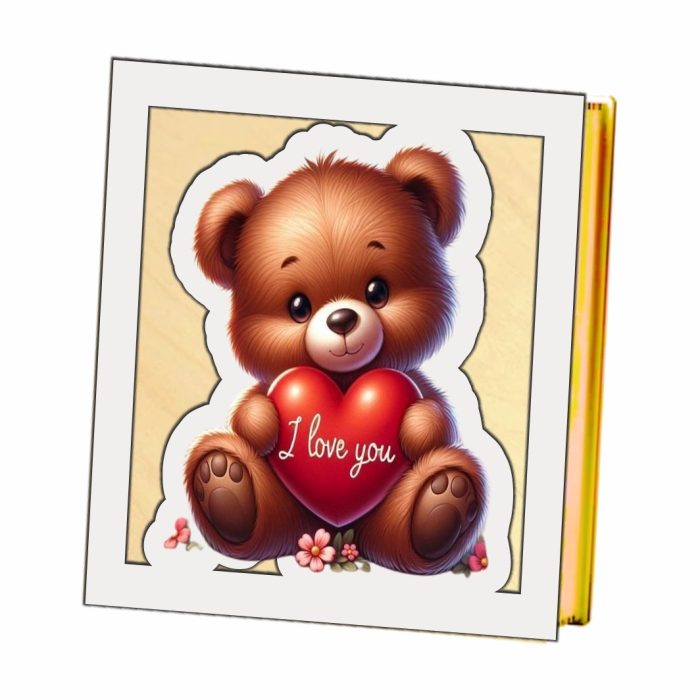 Cutii Aranjamente Licheni, Lemn, Alb, Urs, BL030 - imagine 5