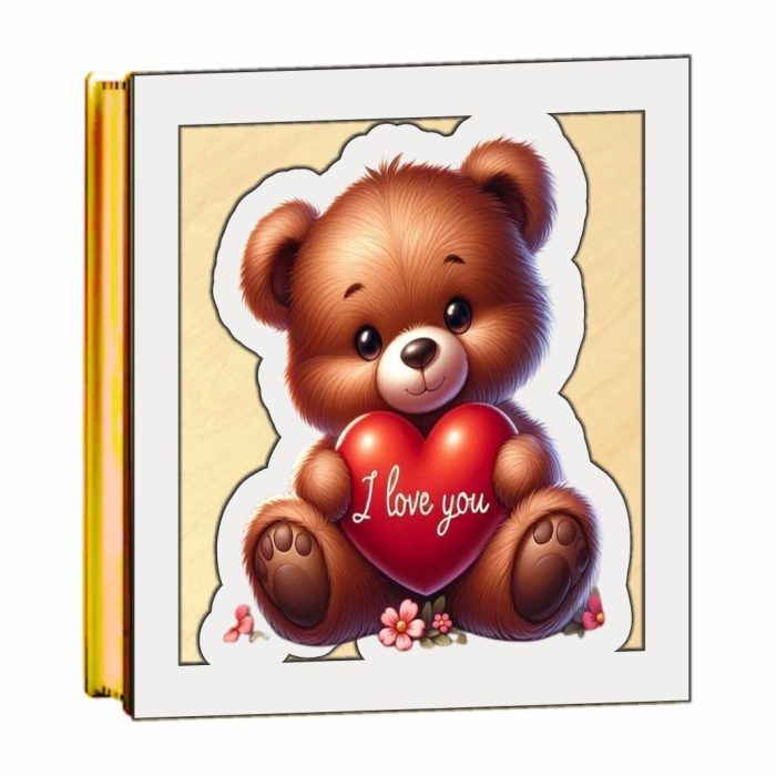 Cutii Aranjamente Licheni, Lemn, Alb, Urs, BL030 - imagine 1