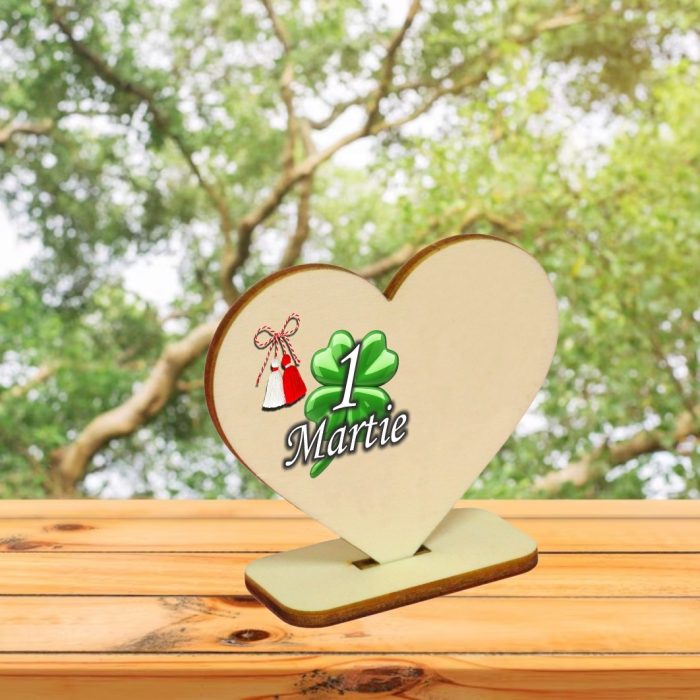 Martisor, Baza pentru flori, Inima, Lemn, 1 Martie, Primavara, 10x8 cm, BMUV001 - imagine 5