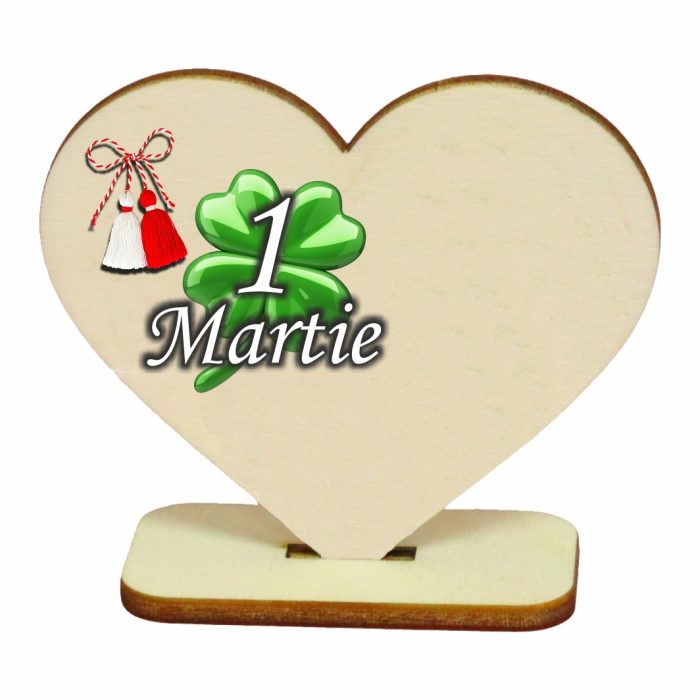 Martisor, Baza pentru flori, Inima, Lemn, 1 Martie, Primavara, 10x8 cm, BMUV001 - imagine 1