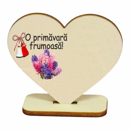 Martisor, Baza pentru flori, Inima, Lemn, 1 Martie, Primavara, 10x8 cm, BMUV005