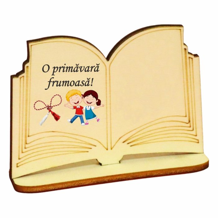 Martisor, Baza pentru flori, Carte, Lemn, Primavara, 10x7 cm, BMUV009 - imagine 2