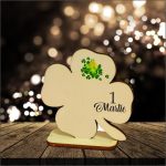 Martisor, Baza pentru flori, Trifoi, O primavara frumoasa, Lemn, Primavara, 8×8 cm, BMUV014 - imagine 4