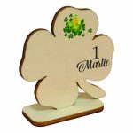 Martisor, Baza pentru flori, Trifoi, O primavara frumoasa, Lemn, Primavara, 8×8 cm, BMUV014 - imagine 2