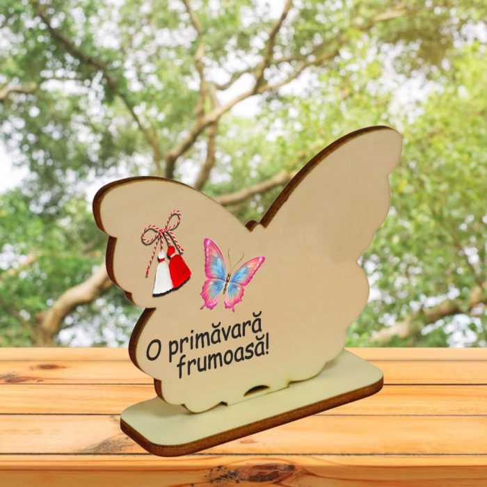 Martisor, Baza pentru flori, Fluture, Lemn, O primavara frumoasa, Primavara, 10×7,5 cm, BMUV019 - imagine 5