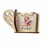 Cutie Mini Aranjamente Florale Lemn 10x10x5cm, Cupidon, Te iubesc, CAUV001