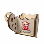 Cutie Aranjamente Florale, Lemn, 10x10x5cm, Te iubesc, CAUV004 - imagine 2