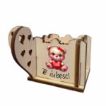 Cutie Aranjamente Florale, Lemn, 10x10x5cm, Te iubesc, CAUV004 - imagine 5
