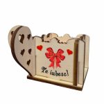 Cutie Mini Aranjamente Florale Lemn 10x10x5cm, Te iubesc, CAUV005 - imagine 2
