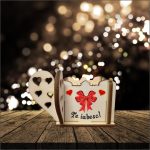 Cutie Mini Aranjamente Florale Lemn 10x10x5cm, Te iubesc, CAUV005 - imagine 3