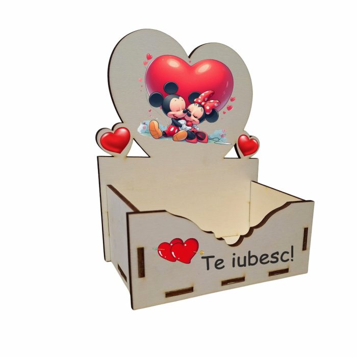 Cutie Aranjamente Florale, Lemn, Te Iubesc, Mickey & Minnie Mouse, CAUV007 - imagine 2