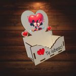 Cutie Aranjamente Florale, Lemn, Te Iubesc, Mickey & Minnie Mouse, CAUV007 - imagine 3