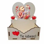 Cutie Aranjamente Florale, Lemn, Te Iubesc, Cupidon, CAUV009