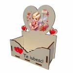 Cutie Aranjamente Florale, Lemn, Te Iubesc, Cupidon, CAUV009 - imagine 4