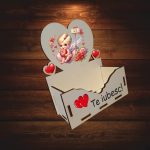Cutie Aranjamente Florale, Lemn, Te Iubesc, Cupidon, CAUV009 - imagine 5