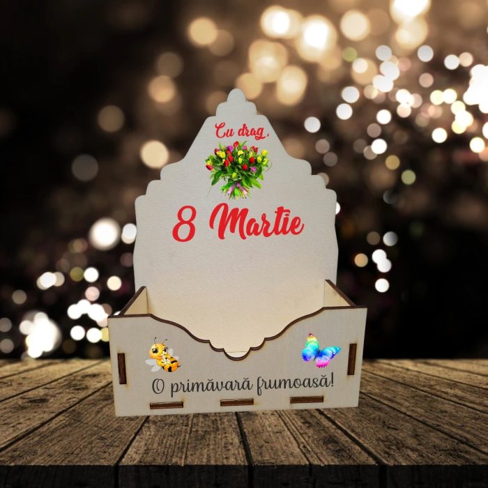 Cutie Aranjamente Florale, Lemn, 8 Martie, CAUV014 - imagine 4