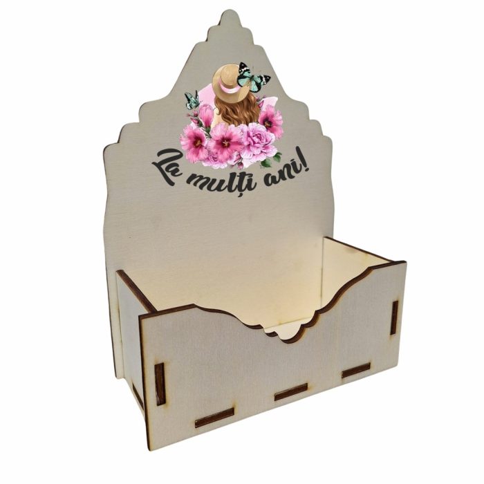 Cutie Aranjamente Florale, Lemn, La multi ani, CAUV016 - imagine 3