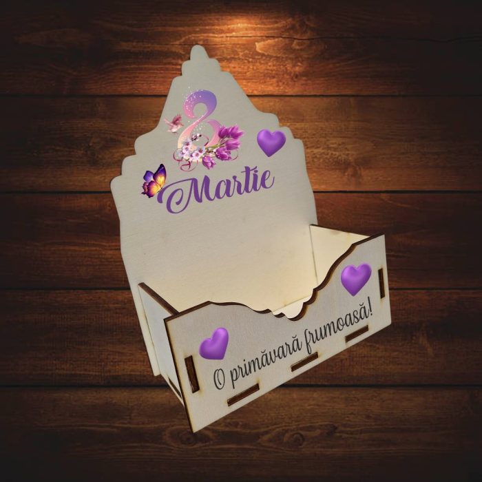 Cutie Aranjamente Florale, Lemn, 8 Martie, CAUV017 - imagine 5