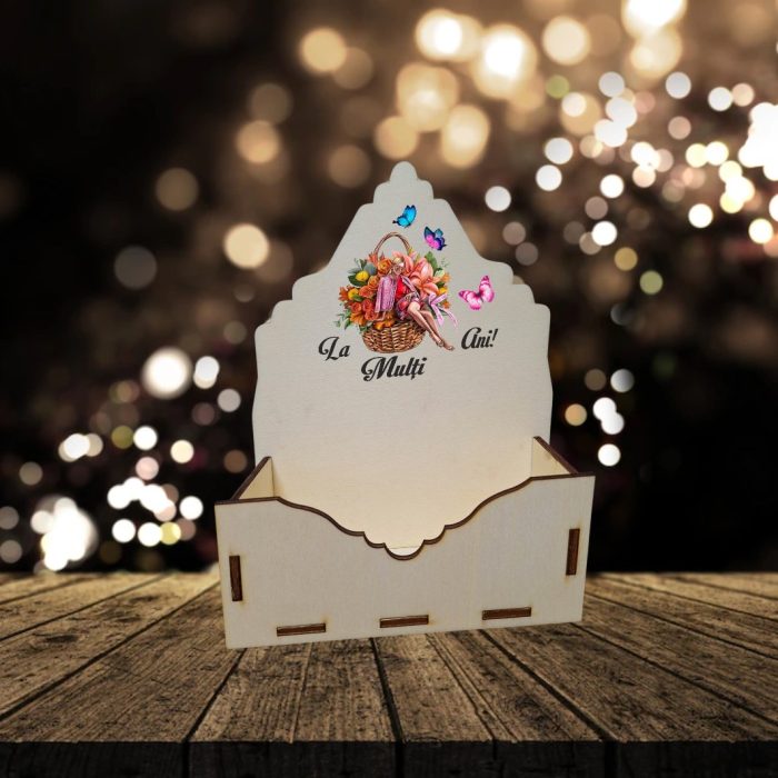 Cutie Aranjamente Florale, Lemn, La multi ani, CAUV018 - imagine 4