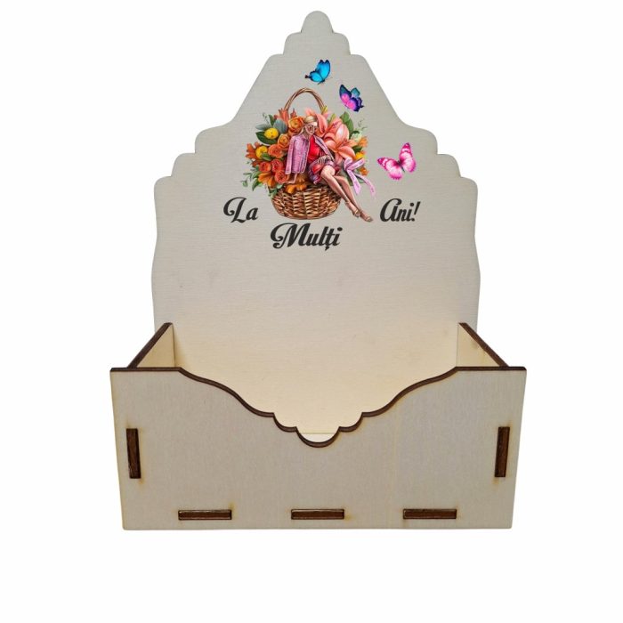 Cutie Aranjamente Florale, Lemn, La multi ani, CAUV018 - imagine 1