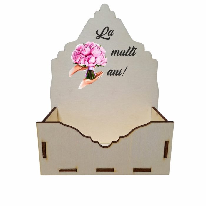 Cutie Aranjamente Florale, Lemn, La multi ani, CAUV019 - imagine 1
