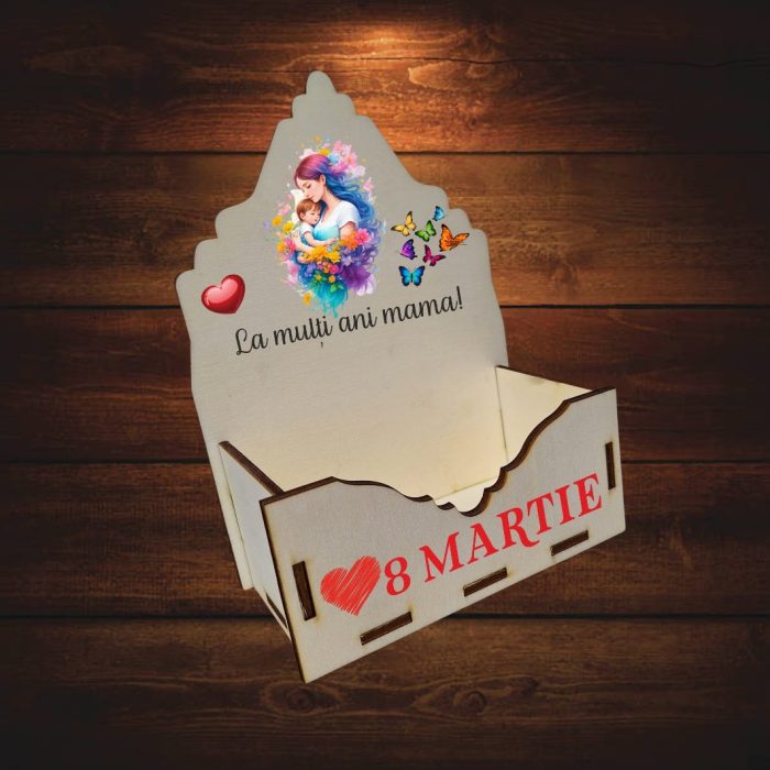 Cutie Aranjamente Florale, Lemn, 8 Martie, La multi ani mama, CAUV025 - imagine 5