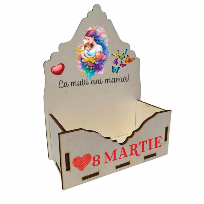 Cutie Aranjamente Florale, Lemn, 8 Martie, La multi ani mama, CAUV025 - imagine 3