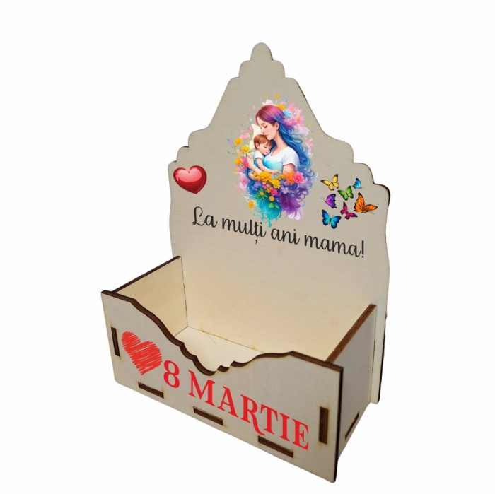 Cutie Aranjamente Florale, Lemn, 8 Martie, La multi ani mama, CAUV025 - imagine 2