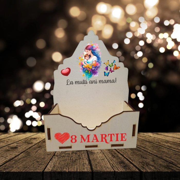 Cutie Aranjamente Florale, Lemn, 8 Martie, La multi ani mama, CAUV025 - imagine 4