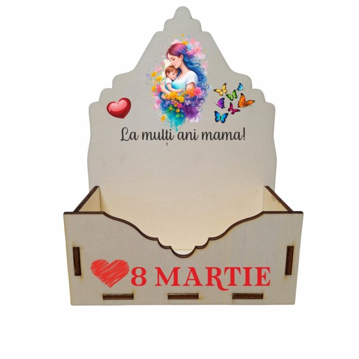 Cutie Aranjamente Florale, Lemn, 8 Martie, La multi ani mama, CAUV025 - imagine 1