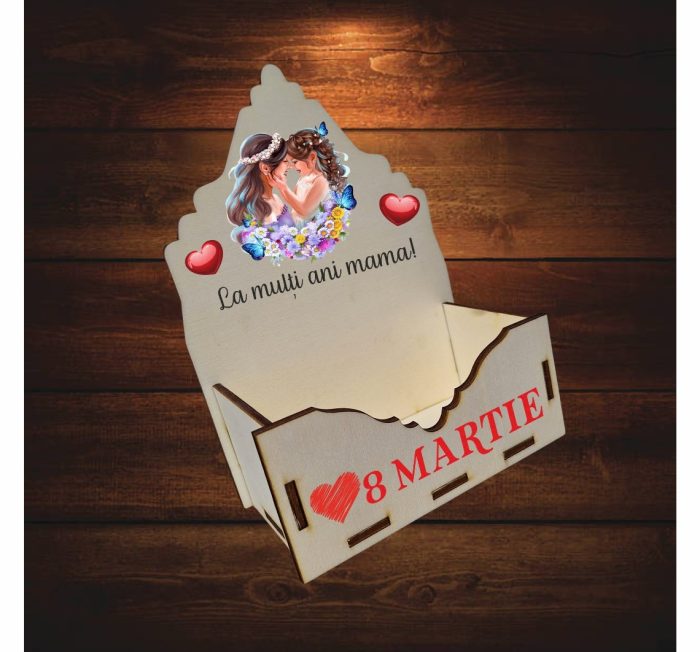 Cutie Aranjamente Florale, Lemn, 8 Martie, La multi ani mama, CAUV026 - imagine 5
