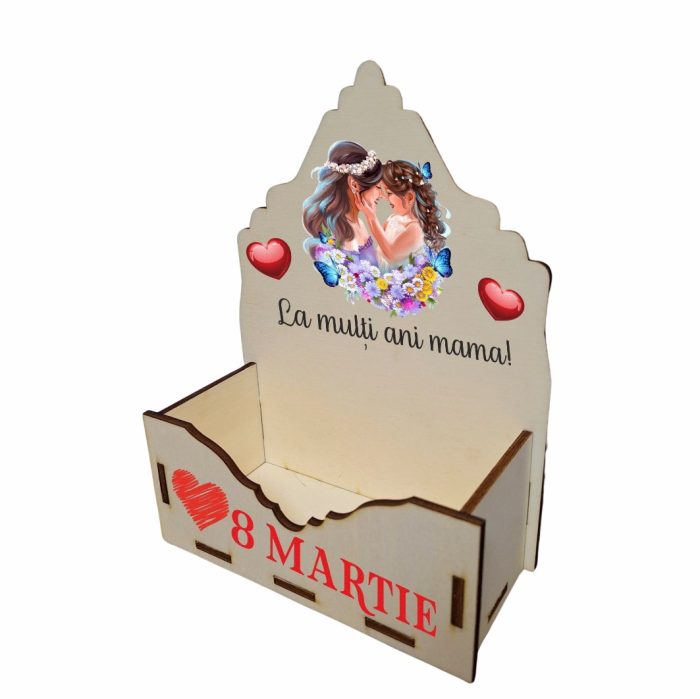 Cutie Aranjamente Florale, Lemn, 8 Martie, La multi ani mama, CAUV026 - imagine 2