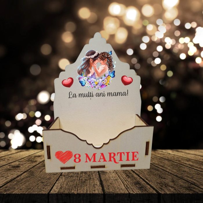 Cutie Aranjamente Florale, Lemn, 8 Martie, La multi ani mama, CAUV026 - imagine 4