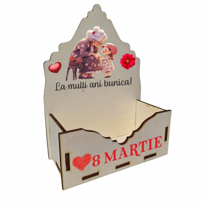 Cutie Aranjamente Florale, Lemn, 8 Martie, La multi ani bunica, CAUV029 - imagine 3