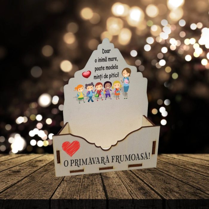 Cutie Aranjamente Florale, Lemn, Profesoara, Educatoare, CAUV034 - imagine 4