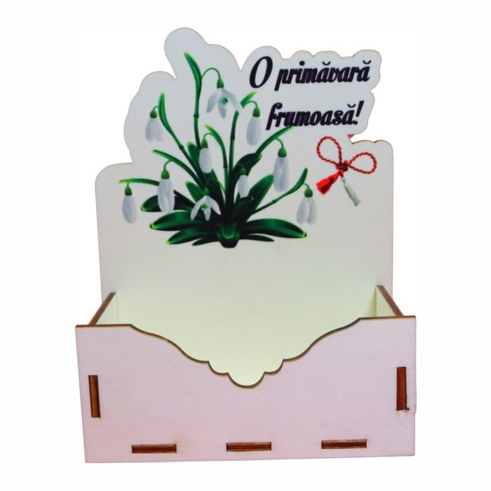 Cutie Aranjamente Florale, Lemn, Model 1 Martie, CAUV038 - imagine 1