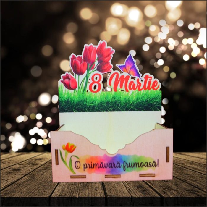 Cutie Aranjamente Florale, Lemn, 8 Martie, CAUV045 - imagine 5