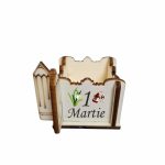Cutie Mini Aranjamente Florale, Lemn, 1 Martie, Profesoara, Educatoare, 7x7x6 cm, CAUV046 - imagine 3