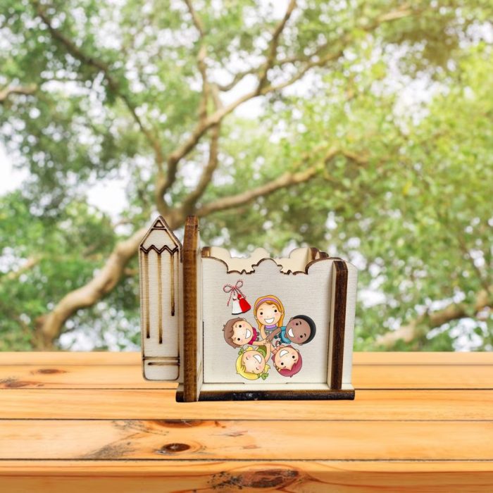 Cutie Mini Aranjamente Florale, Lemn, 1 Martie, Profesoara, Educatoare, 7x7x6 cm, CAUV049 - imagine 5