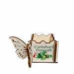 Cutie Mini Aranjamente Florale, Lemn, Fluture, 1 Martie, 10x10x5 cm, CAUV059 - imagine 4