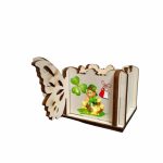 Cutie Mini Aranjamente Florale, Lemn, Fluture, 1 Martie, 10x10x5 cm, CAUV061 - imagine 2
