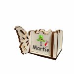 Cutie Mini Aranjamente Florale, Lemn, Fluture, 1 Martie, 10x10x5 cm, CAUV062 - imagine 2