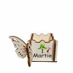 Cutie Mini Aranjamente Florale, Lemn, Fluture, 1 Martie, 10x10x5 cm, CAUV062 - imagine 4