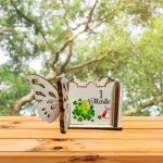 Cutie Mini Aranjamente Florale, Lemn, Fluture, 1 Martie, 10x10x5 cm, CAUV063 - imagine 5