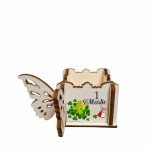 Cutie Mini Aranjamente Florale, Lemn, Fluture, 1 Martie, 10x10x5 cm, CAUV063 - imagine 4
